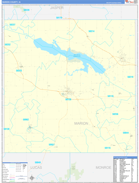 Marion County, IA Wall Map Basic Style