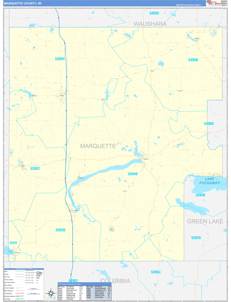 Marquette County, WI Carrier Route Wall Map