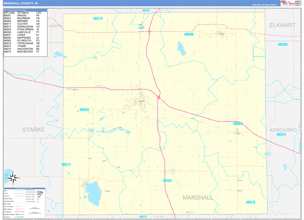 Marshall County, IN Wall Map Basic Style