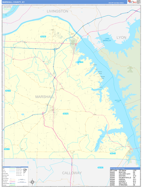 Marshall County, KY Zip Code Wall Map