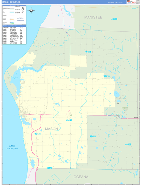Mason County, MI Zip Code Map