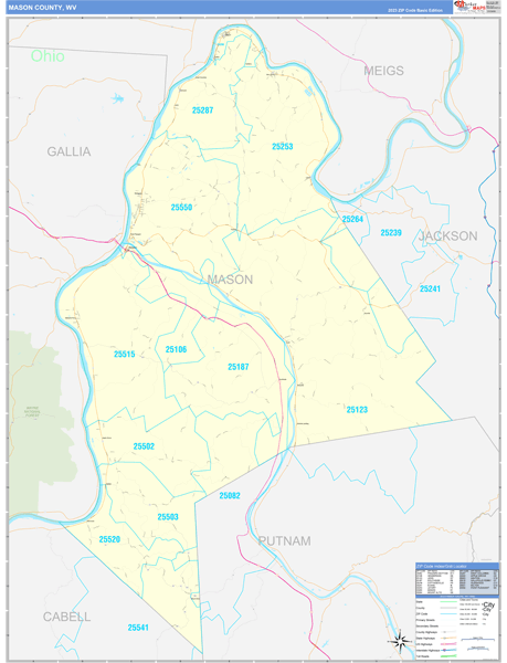 Mason County, WV Zip Code Map