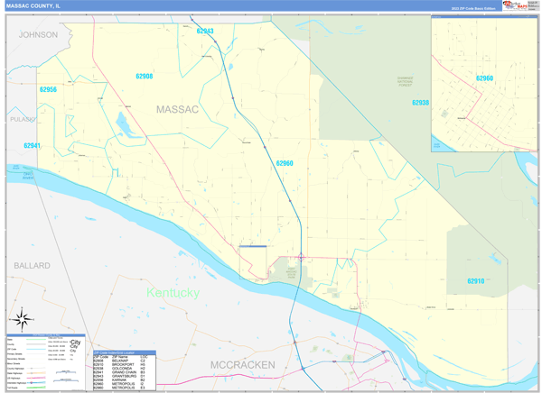 Massac County, IL Zip Code Map