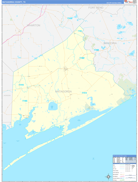 Matagorda County, TX Carrier Route Wall Map
