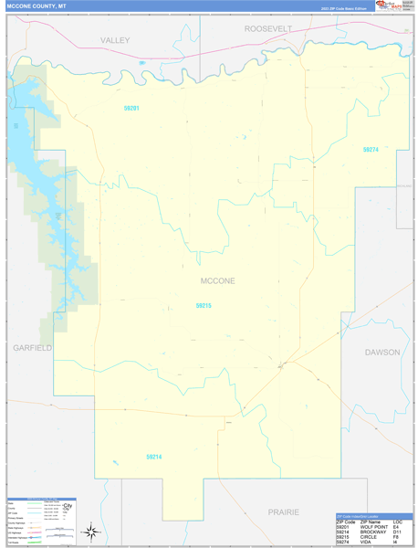 McCone County, MT Carrier Route Wall Map
