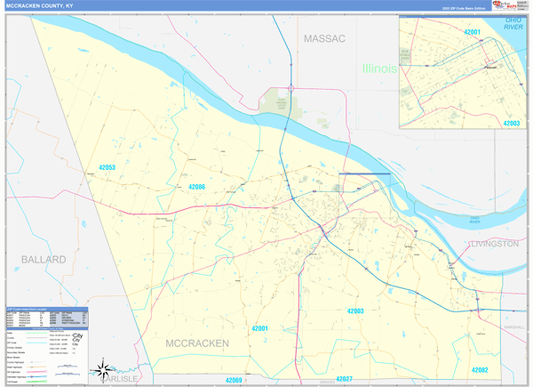 McCracken County, KY Carrier Route Wall Map