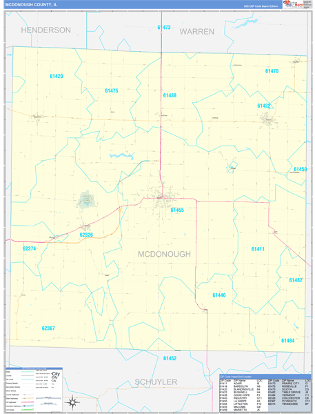 McDonough County, IL Zip Code Wall Map