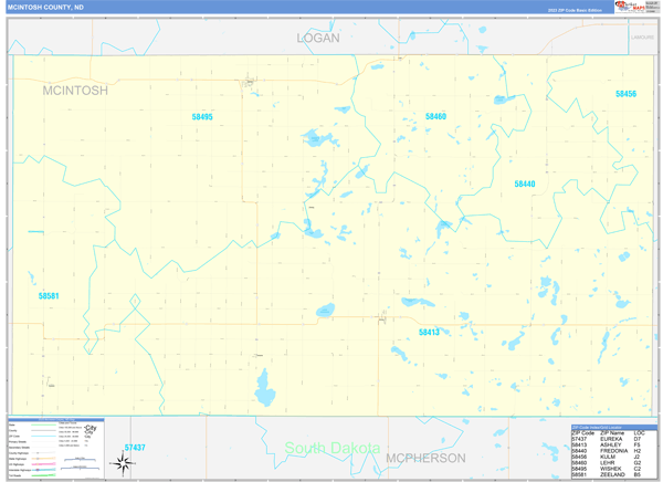 McIntosh County, ND Zip Code Map