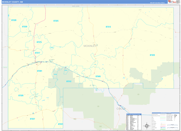 McKinley County, NM Zip Code Map