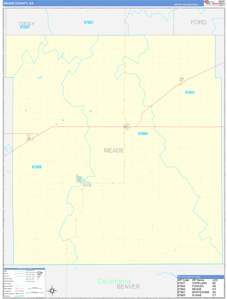 Meade County, KS Zip Code Map