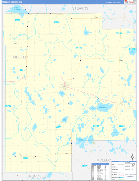 Meeker County, MN Zip Code Map