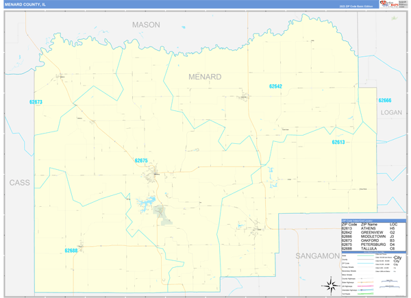 Menard County, IL Zip Code Map