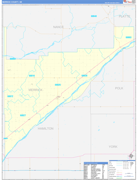 Merrick County, NE Zip Code Map