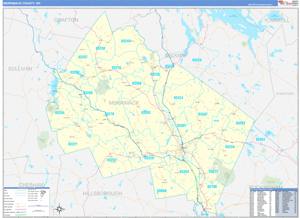 Merrimack County, NH Zip Code Map