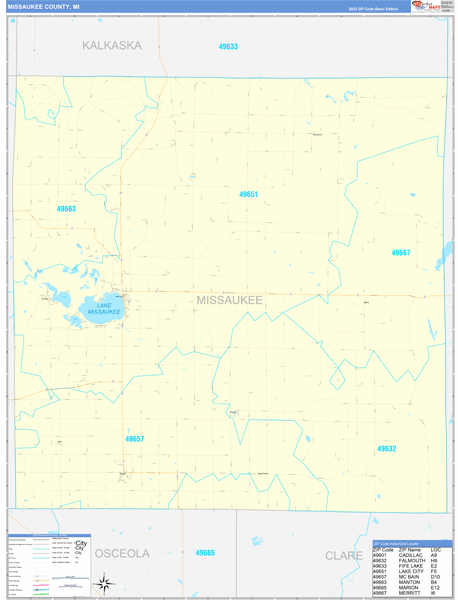 Missaukee County, MI Zip Code Map