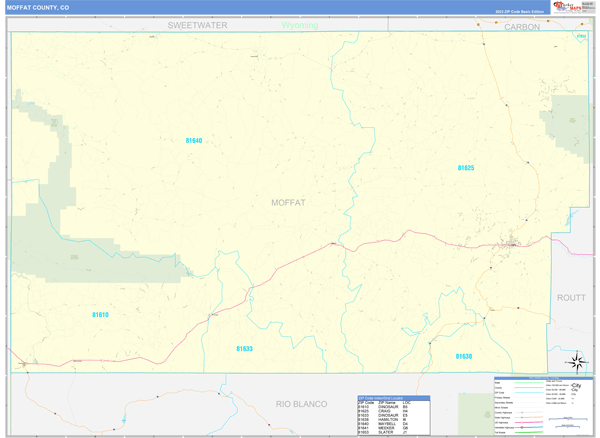 Moffat County, CO Wall Map Basic Style