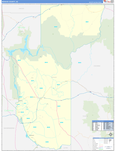 Mohave County, AZ Zip Code Wall Map