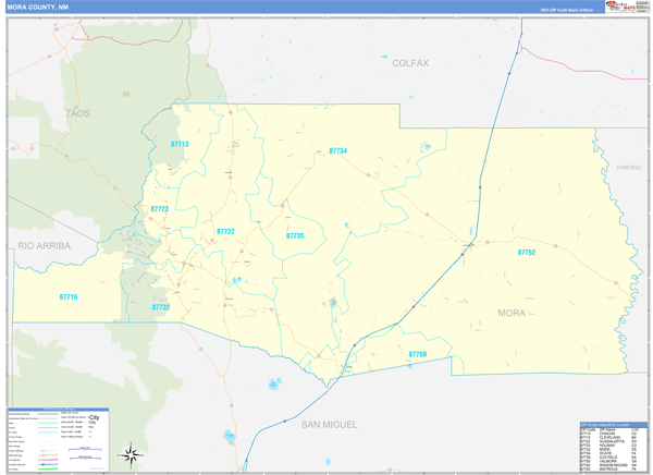 Mora County, NM Wall Map Basic Style