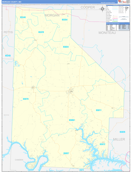 Morgan County, MO Wall Map Basic Style