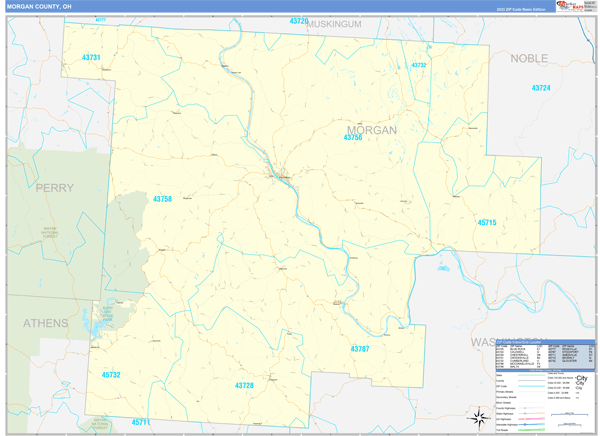 Morgan County, OH Zip Code Map