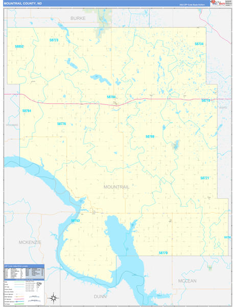 Mountrail County, ND Zip Code Wall Map