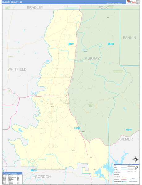 Murray County, GA Zip Code Map