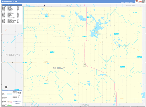 Murray County, MN Zip Code Wall Map