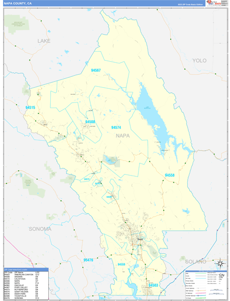 Napa County, CA Zip Code Map