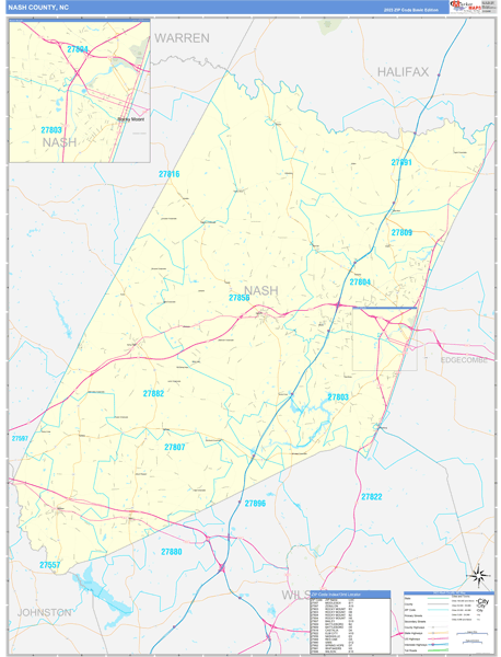 Nash County, NC Carrier Route Wall Map