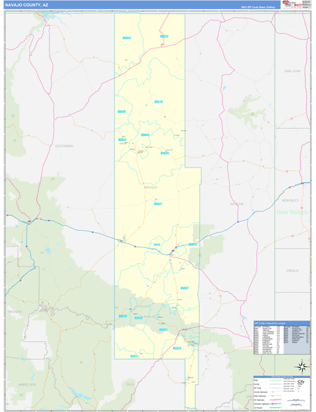 Navajo County, AZ Carrier Route Wall Map