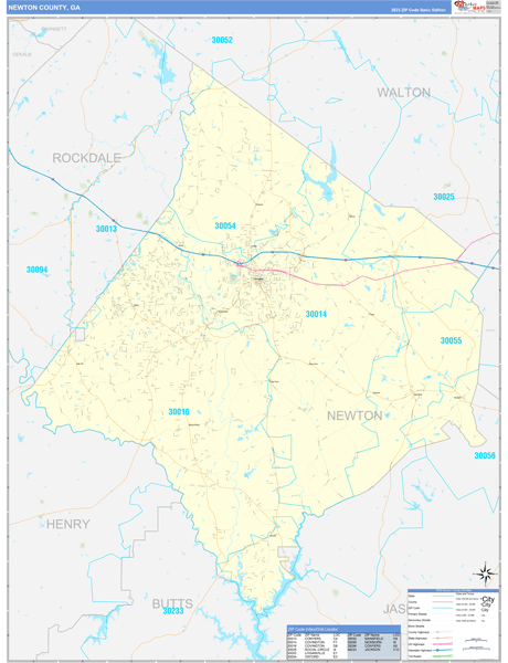 Newton County, GA Wall Map Basic Style