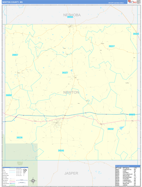 Newton County MS Zip Code Maps Basic Newton County MS Zip Code Maps Basic