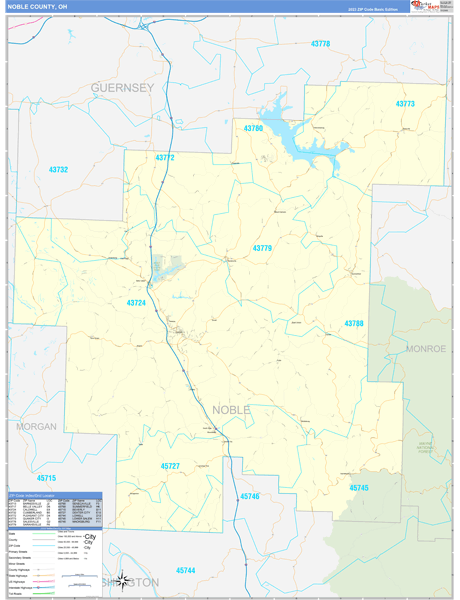 Noble County, OH Zip Code Map