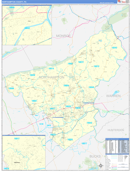 Northampton County, PA Zip Code Map