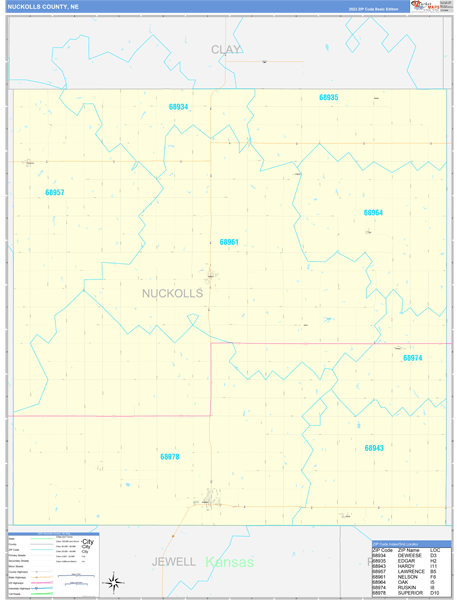 Nuckolls County, NE Wall Map Basic Style