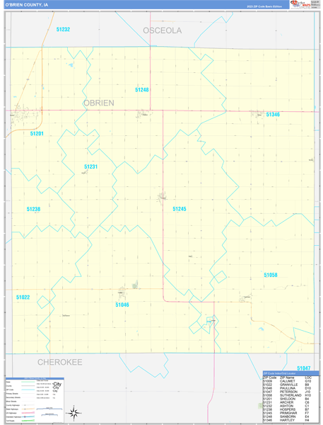 O'Brien County, IA<br />5 Digit Zip Code<br />Basic Style 2026
