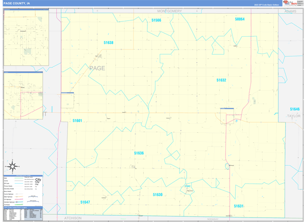 Page County, IA Zip Code Wall Map