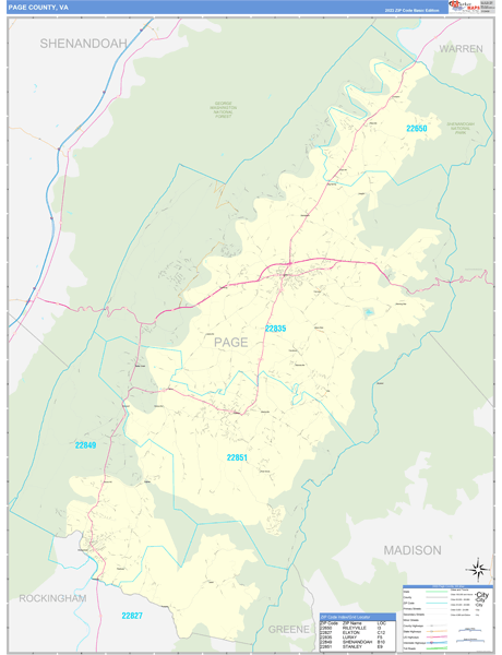 Page County, VA Zip Code Map