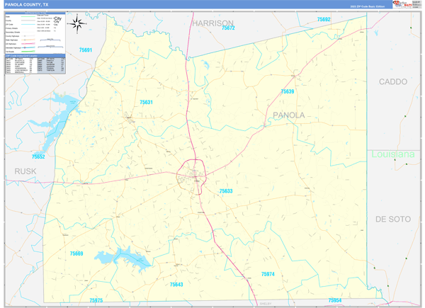 Panola County, TX Carrier Route Wall Map
