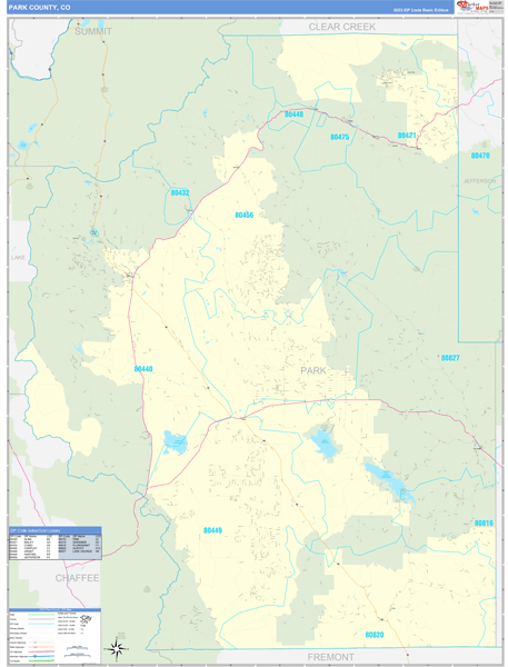 Park County, CO Zip Code Wall Map