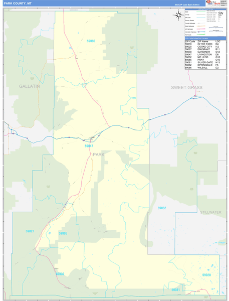 Park County Wall Map Basic Style