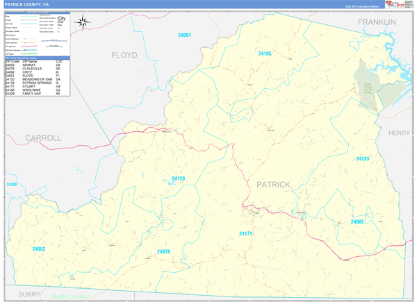 Patrick County, VA Zip Code Map