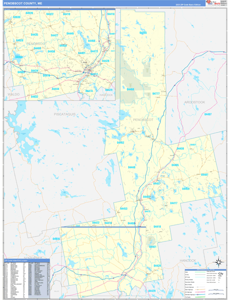 Penobscot County, ME Carrier Route Wall Map