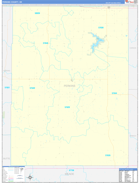 Perkins County, SD Zip Code Wall Map