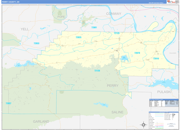 Perry County, AR Wall Map Basic Style