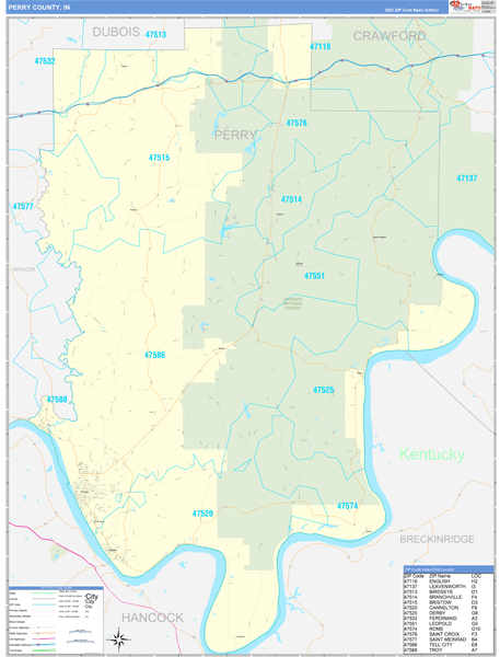 Perry County, IN Map Basic Style
