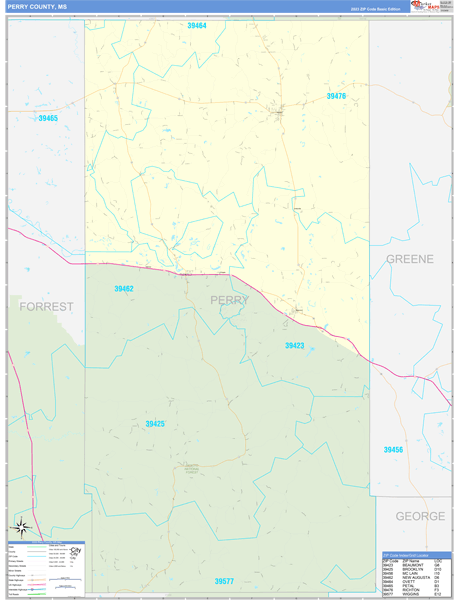 Perry County, MS Zip Code Map