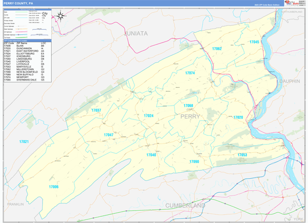 Perry County, PA Zip Code Map