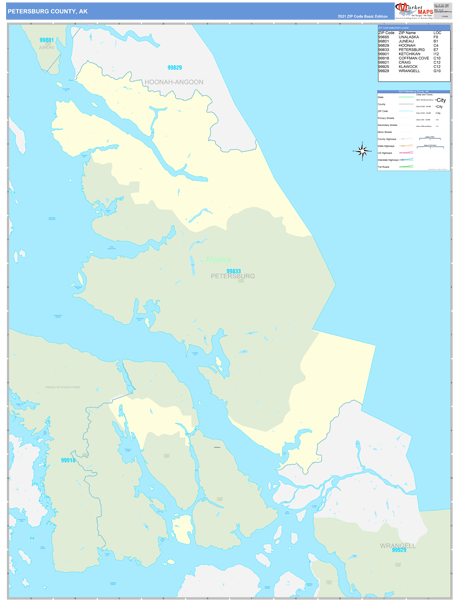 Petersburg Borough (County), AK Carrier Route Wall Map