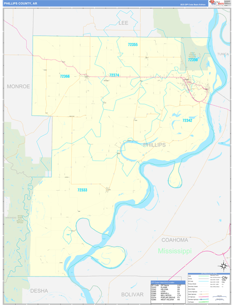 Phillips County, AR Zip Code Map